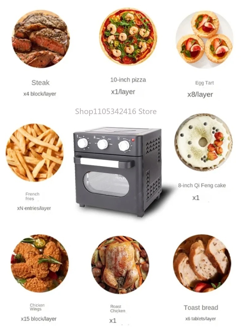 Kitchen Baking Appliances - Compact 1200W 16L Electric Air Fryer