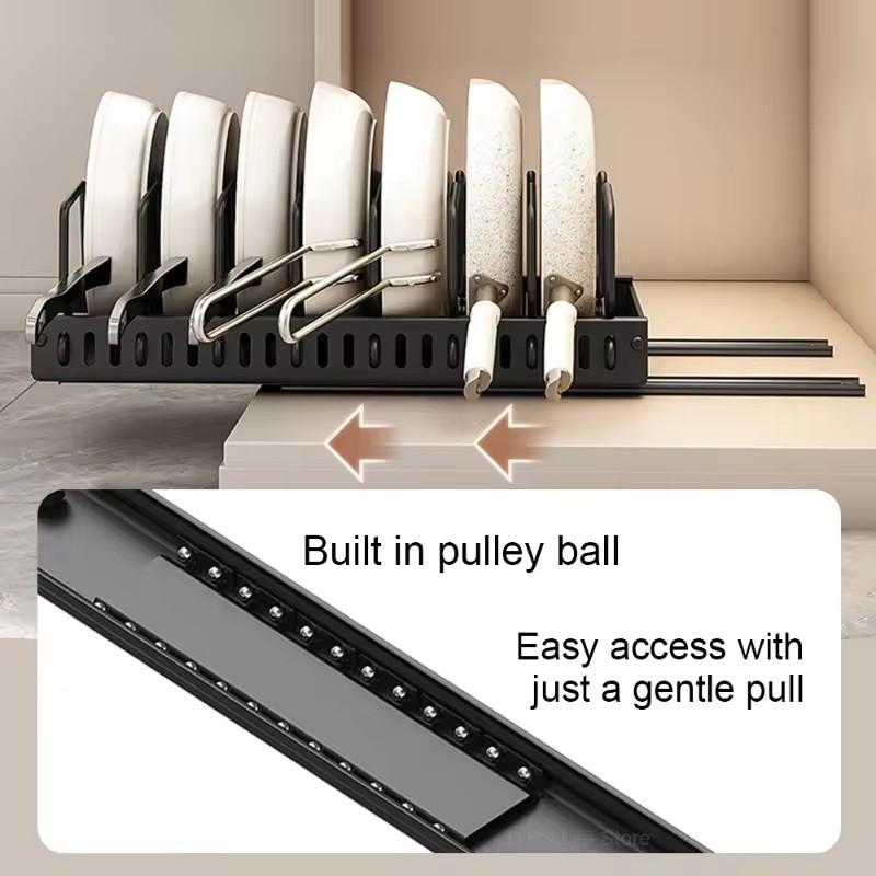 Adjustable Sliding Drawer Orga - Kitchen Baking Pan Organizer recension och pris