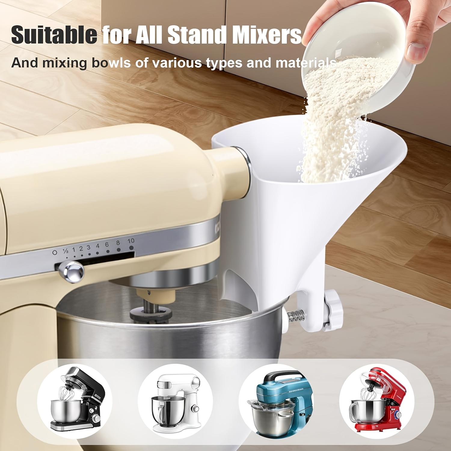 Wide Mouth Flour Funnel Dough  - Kitchen Aid Baking Mixer recension och pris
