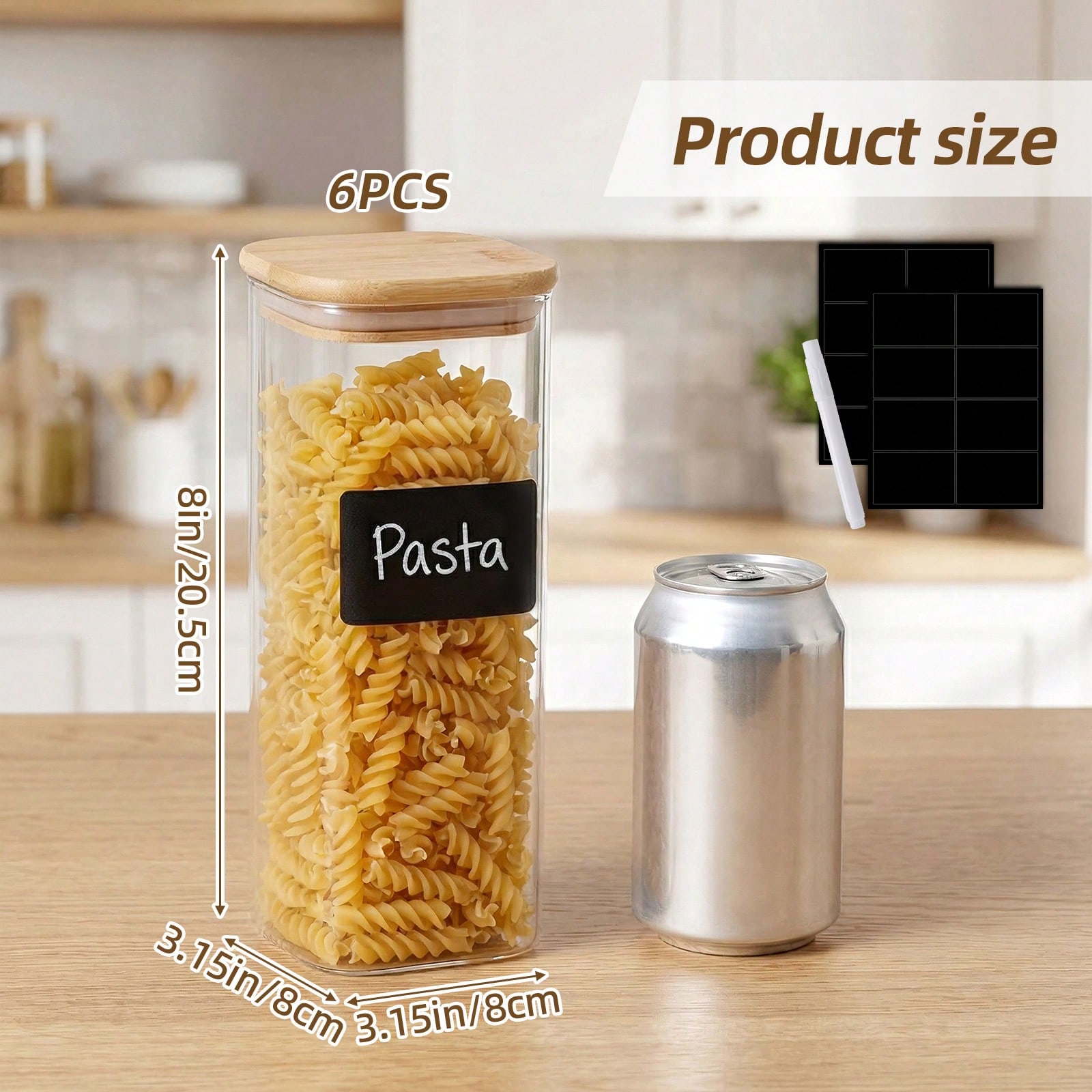 6pcs Glass Food Storage Contai - Kitchen Baking Canisters recension och pris
