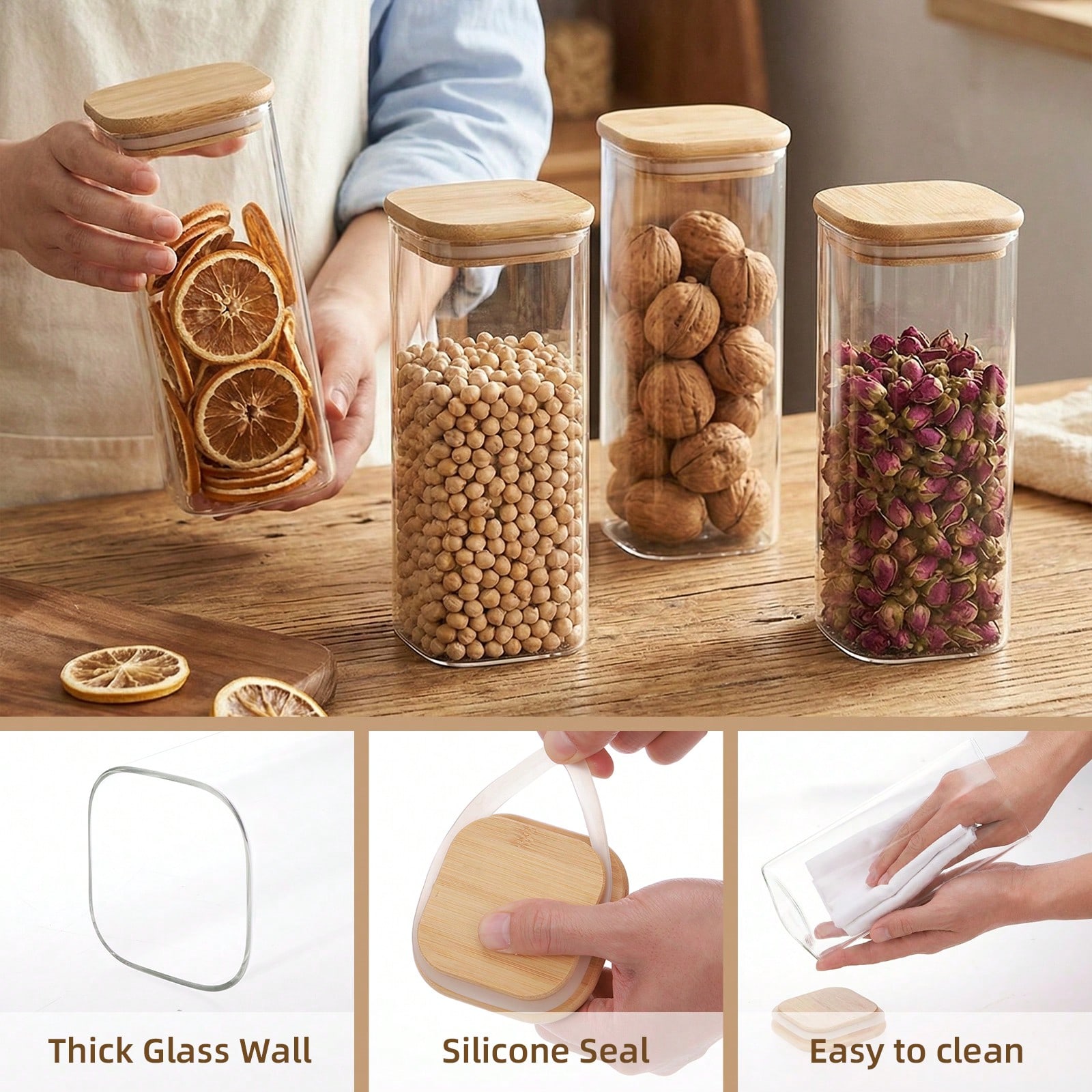 6pcs Glass Food Storage Contai - Kitchen Baking Canisters recension och pris