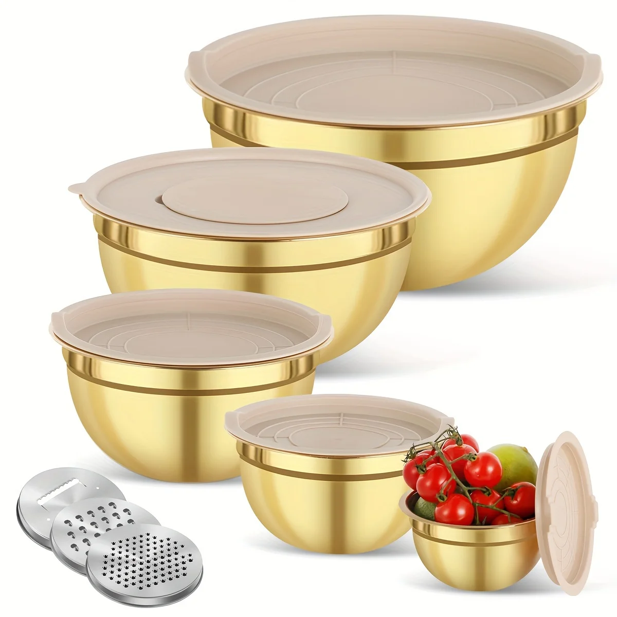 10-Piece Gold Stainless Steel  - Kitchen Baking Bowls recension och pris