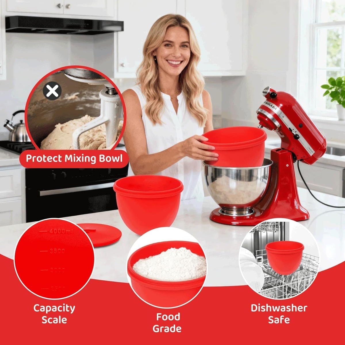 Silicone Mixer Bowl Liner with - Kitchen Aid Baking Mixer recension och pris