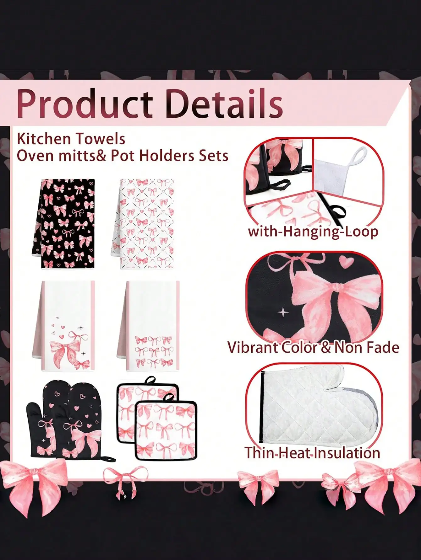 10PCS Pink Bow Kitchen Accesso - Kitchen Baking Gifts recension och pris