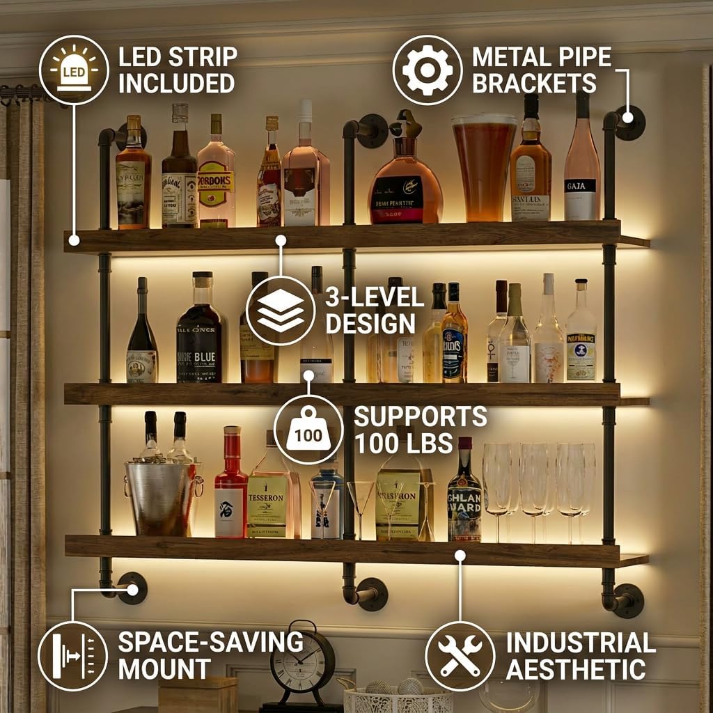Wall Mounted Wine Rack With LE - Kitchen Zo recension och pris