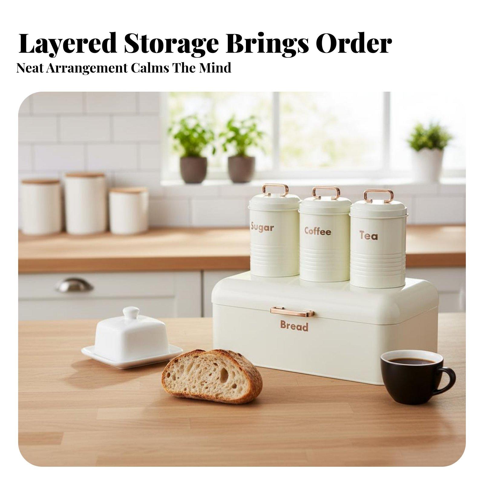 Metal Bread Box for Kitchen wi - Kitchen Baking Canisters recension och pris